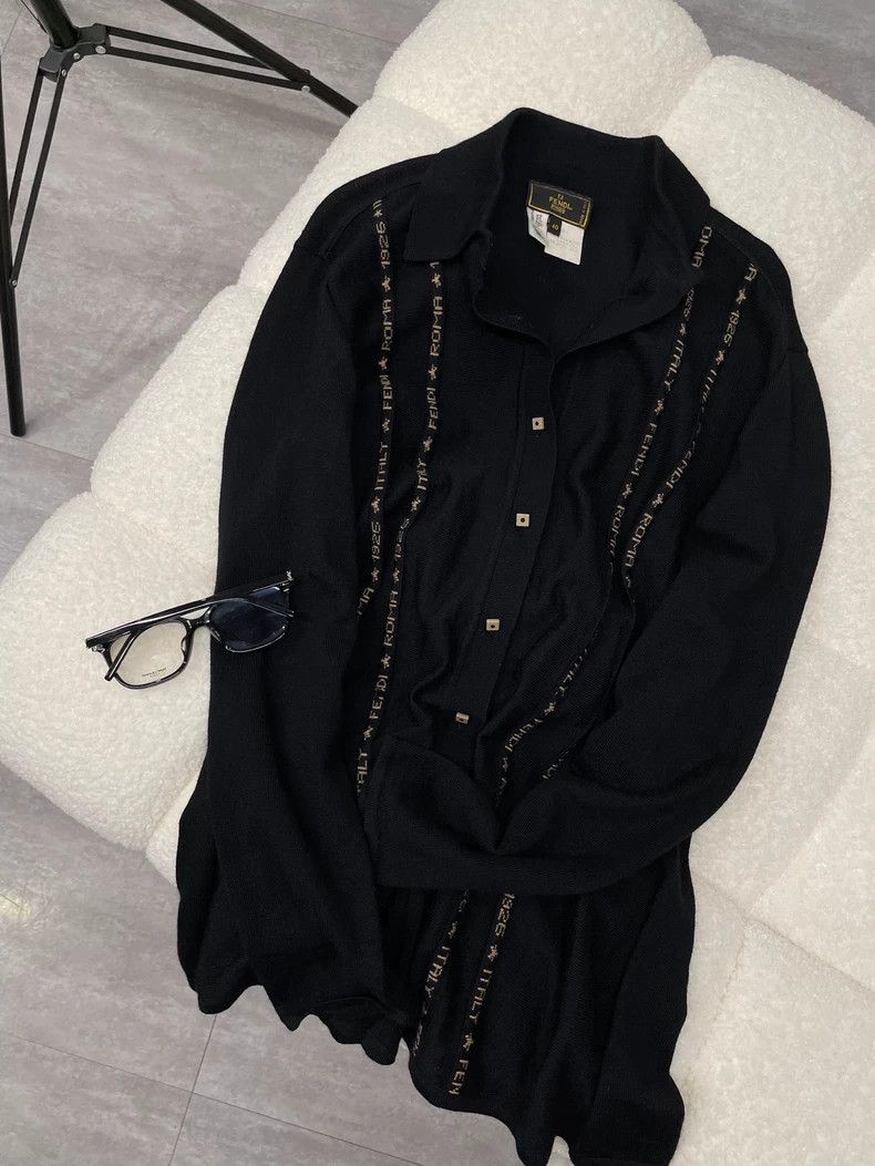 Fendi Fendi Striped Knit Polo Cardigan - dmc Size US M / EU 48-50 / 2 - 1 Thumbnail