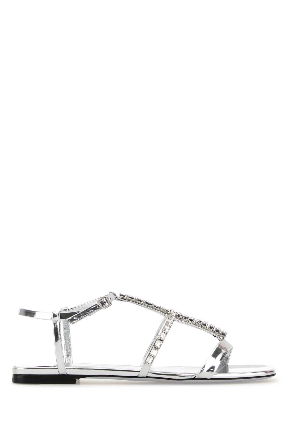 Jimmy Choo Silver Leather Gwyn Sandals Size US 9 / IT 39 - 1 Thumbnail