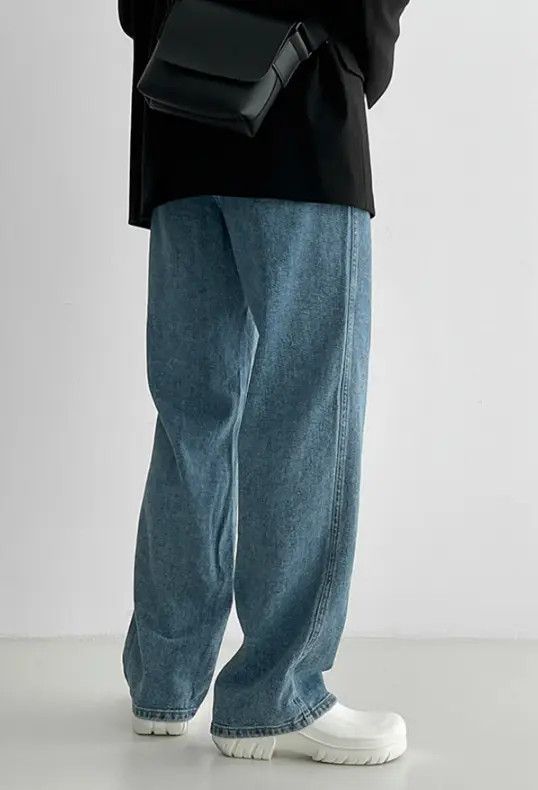 Japanese Brand Blue retro men's loose straight casual versatile jeans Size US 32 / EU 48 - 4 Thumbnail
