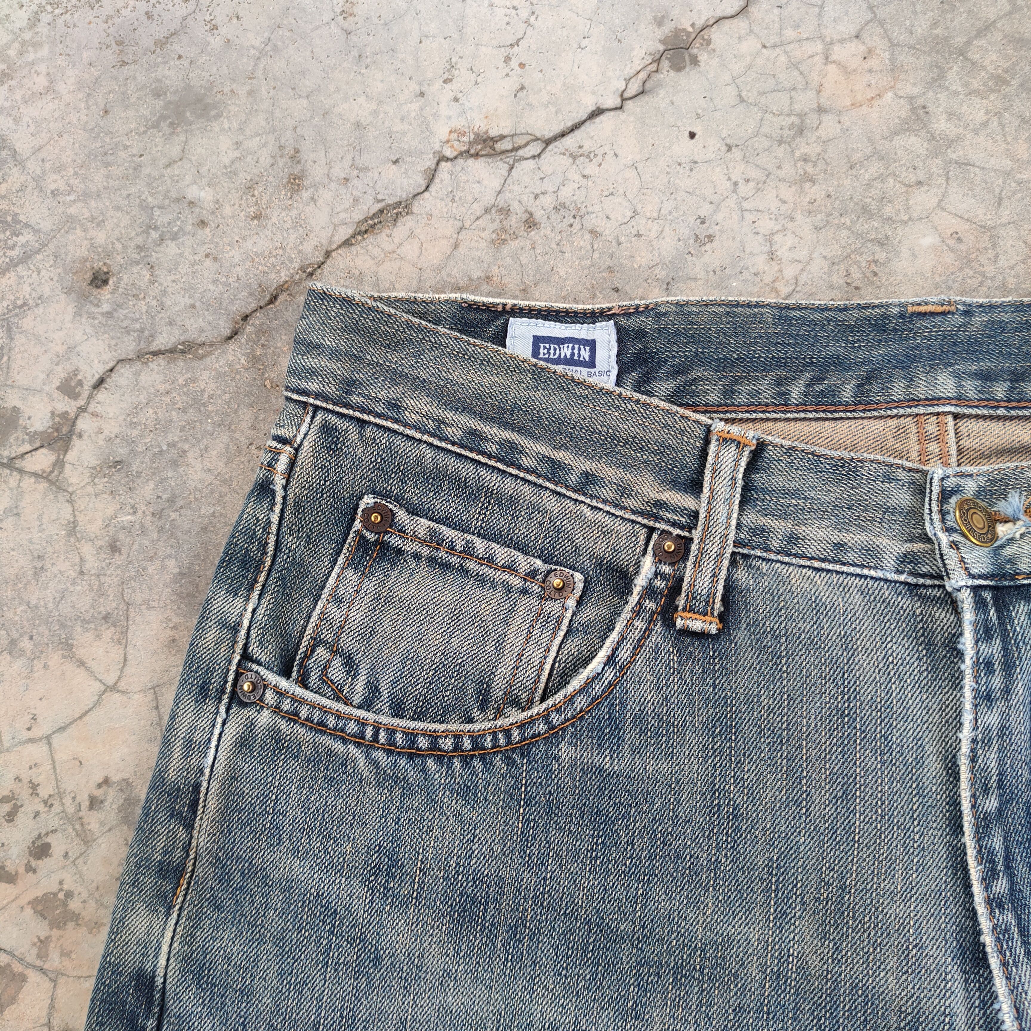 Edwin × Jean VINTAGE EDWIN 404 RUSTY FADED DISTRESSED DENIM JEAN PANTS Size US 33 - 5 Thumbnail