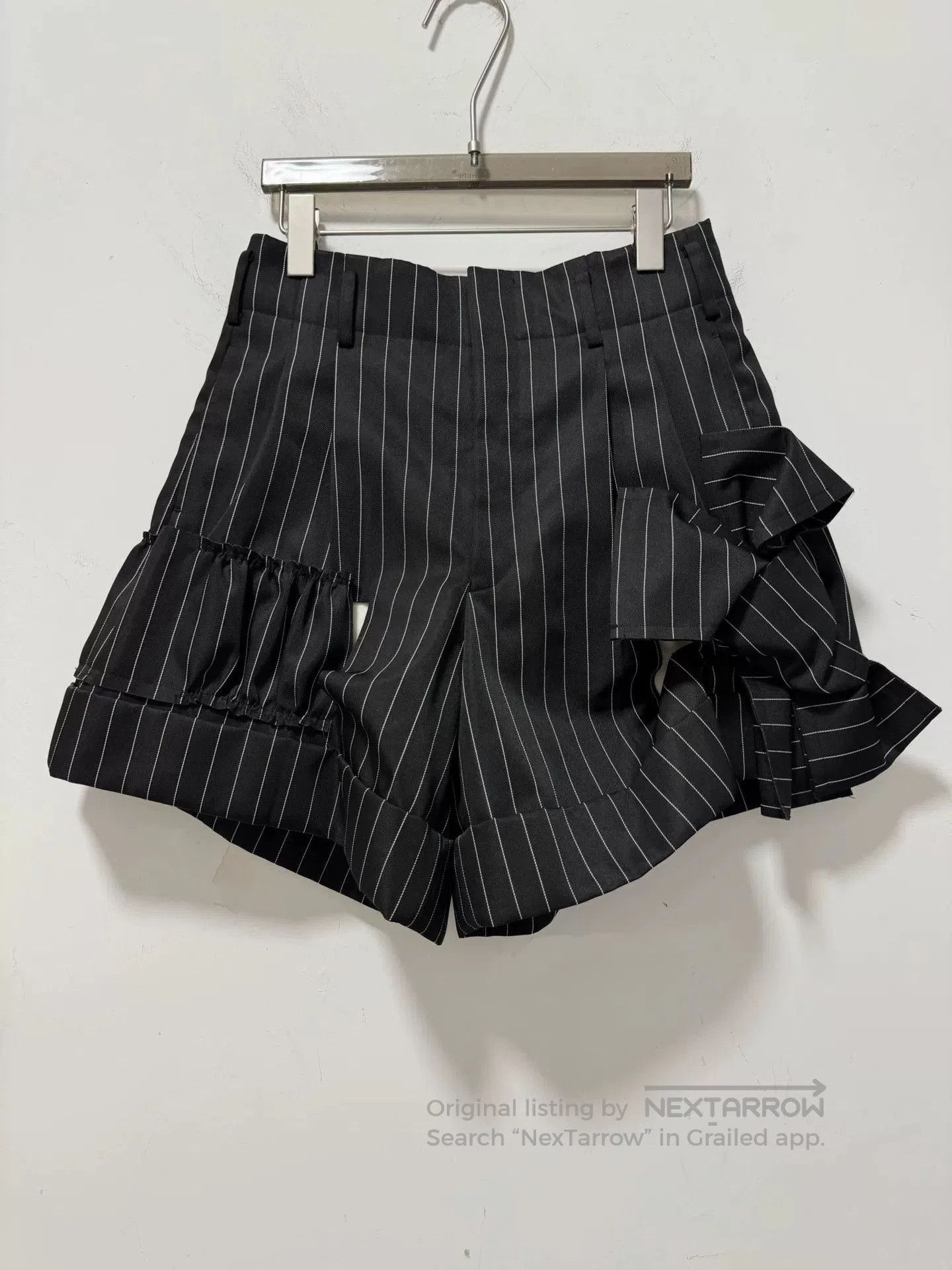 CDG Deconstructed Bow Stripe Shorts.
