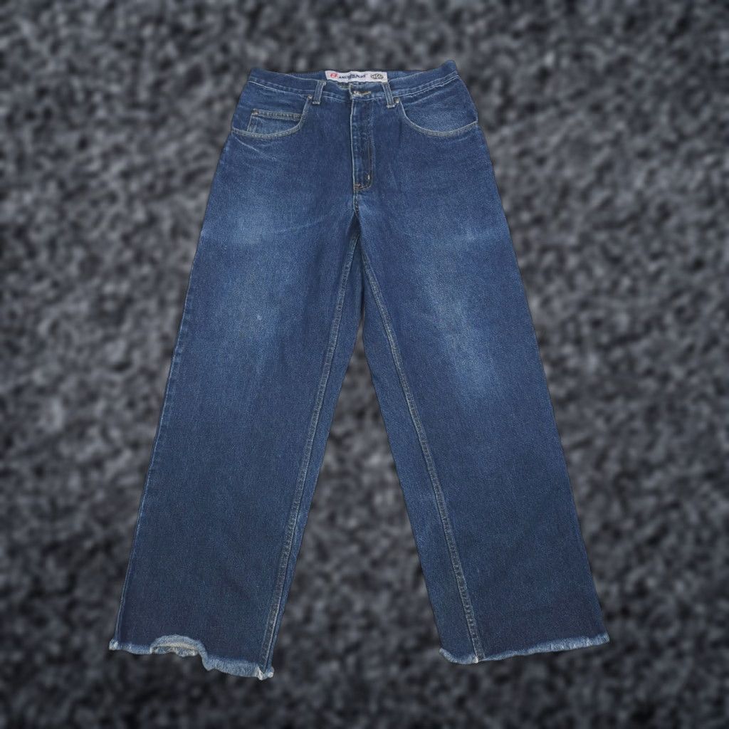 Anchor Blue VINTAGE Anchor Blue Jeans (Men's) Baggy 34 x 34 Blue Distressed Raw Hem 90s Size US 34 / EU 50 - 1 Thumbnail