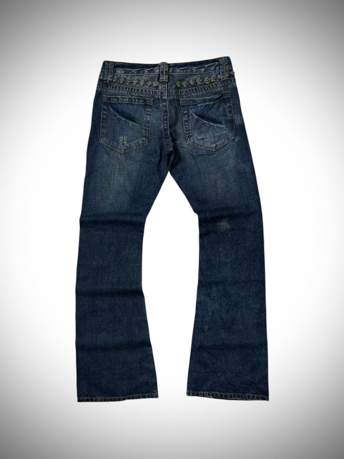 Japanese Brand 2000’s BEAST - Distressed Studded Flared Japanese Jeans Size US 29 - 6 Thumbnail