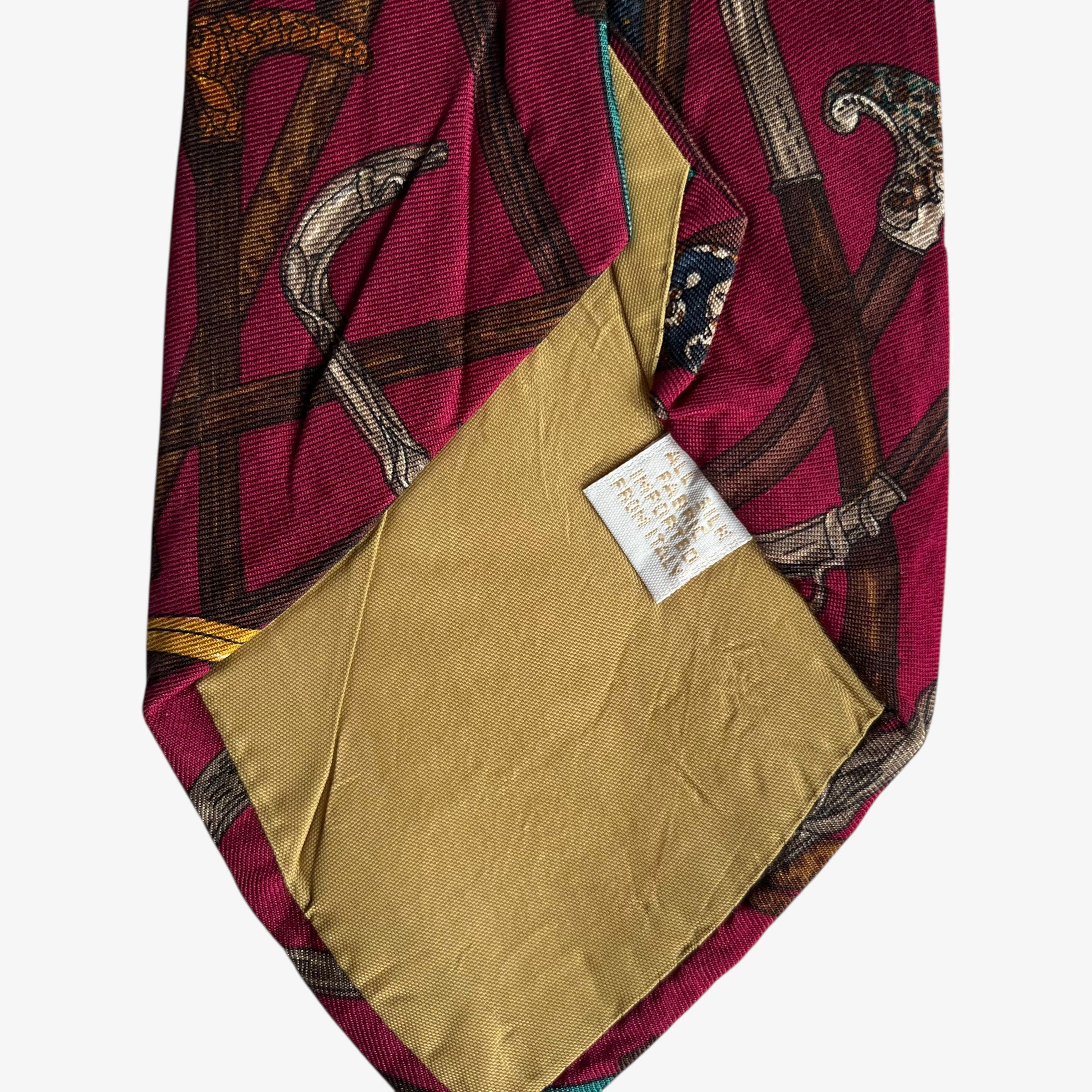 Perry Ellis Vintage 90s Perry Ellis Equestrian Print Red Silk Tie Size ONE SIZE - 4 Thumbnail