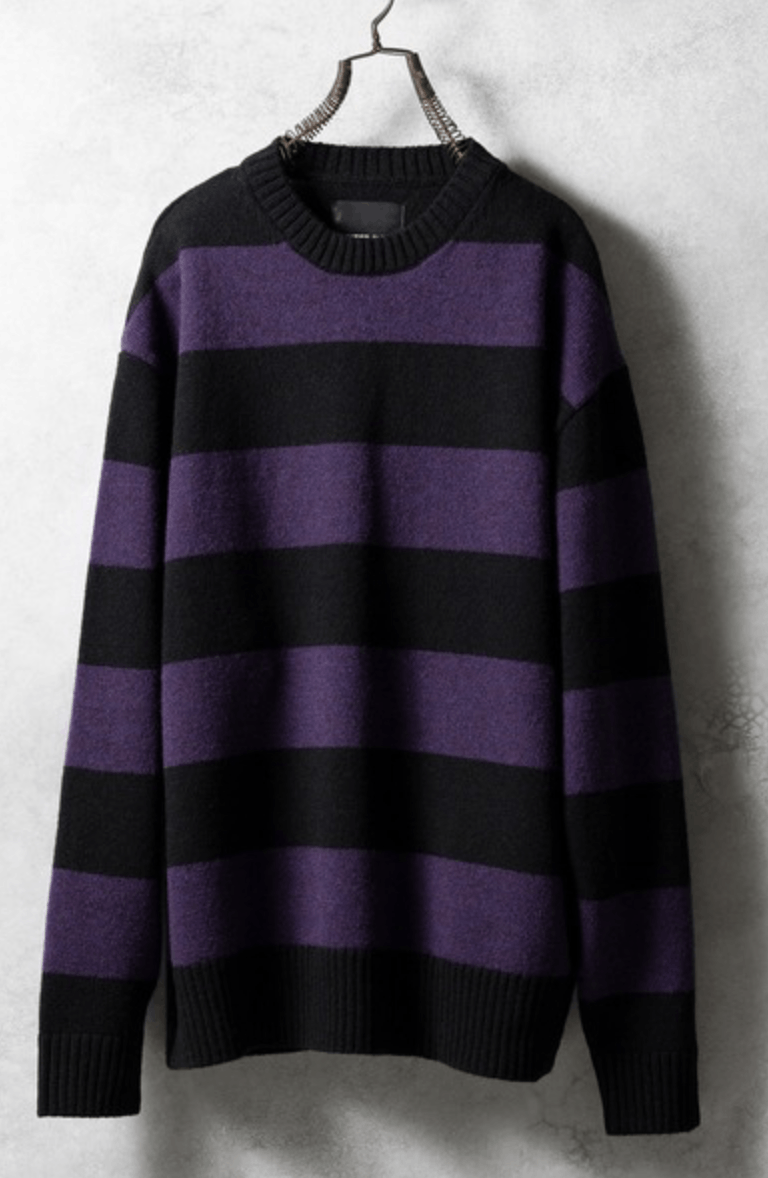 Number (N)ine number nine SHETLAND WOOL WIDE STRIPED KNIT Sweater Size US L / EU 52-54 / 3 - 1 Thumbnail