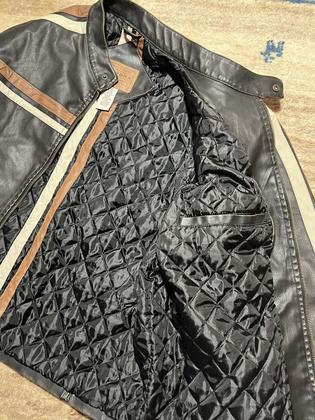 Arizona Jean Co. × Vintage LEATHER RACING JACKET 🏎️🏁 Size US XL / EU 56 / 4 - 9 Thumbnail