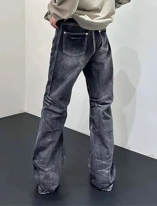 Highest Tendencies Y2K Black Baggy Flare Jeans Size US 32 / EU 48 - 4 Thumbnail