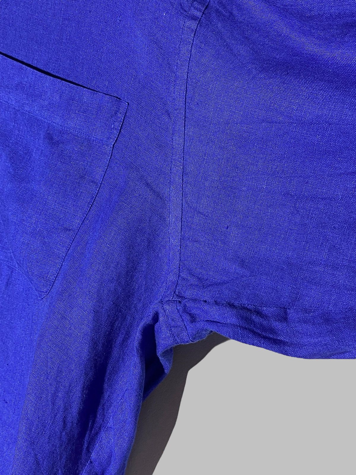 Kenzo Vintage Kenzo Homme Royal Blue Linen Shirt Old Money Size US L / EU 52-54 / 3 - 12 Thumbnail