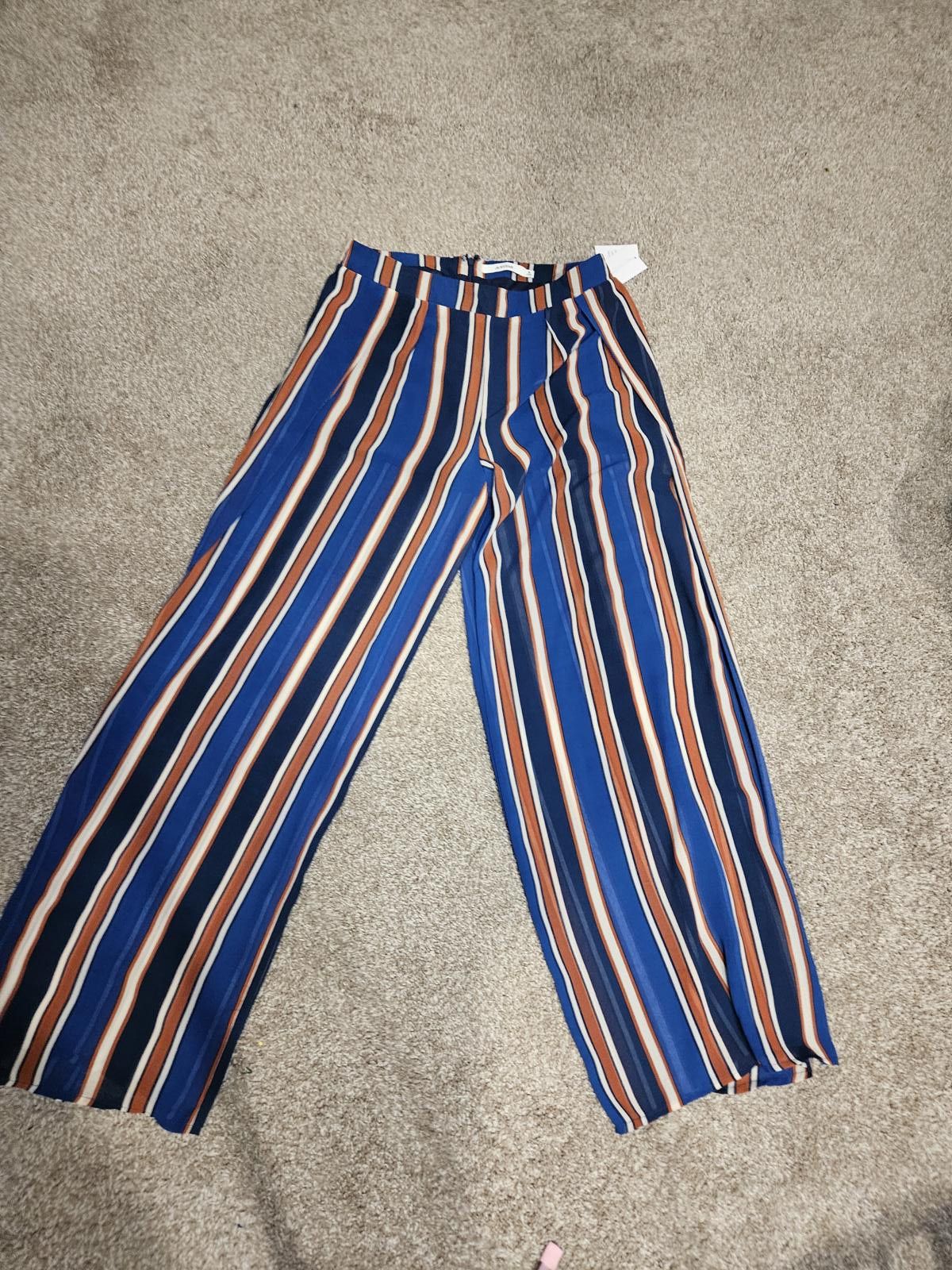 Designer Nwt JustFab Festival Striped Wide-Leg Pants/shorts #294 Size 32" / US 10 / IT 46 - 2 Thumbnail