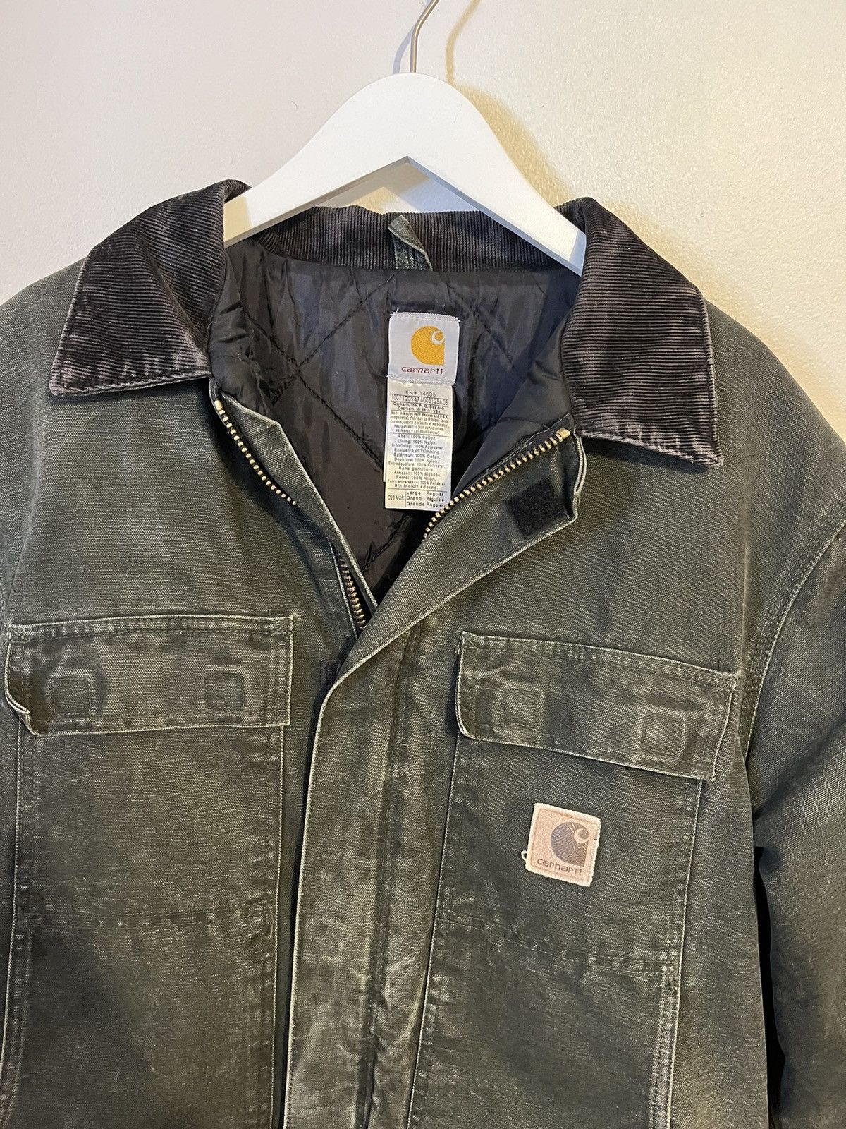 Carhartt × Japanese Brand × Vintage Vintage Carhartt Men's Green Distressed Coat Regular Faded Size US L / EU 52-54 / 3 - 3 Thumbnail