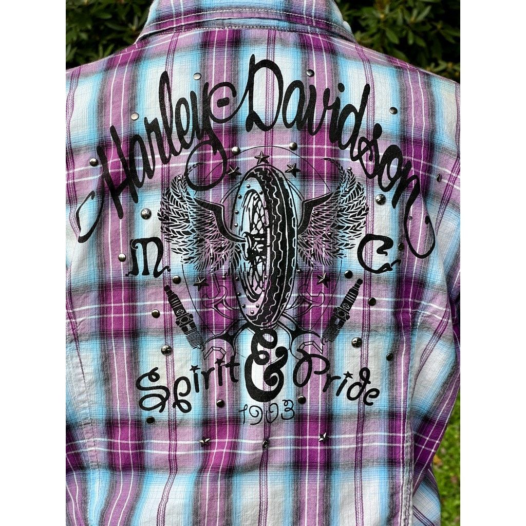 Harley Davidson Women's Plaid Harley Davidson Snap Front Short Sleeve M Size M / US 6-8 / IT 42-44 - 4 Thumbnail