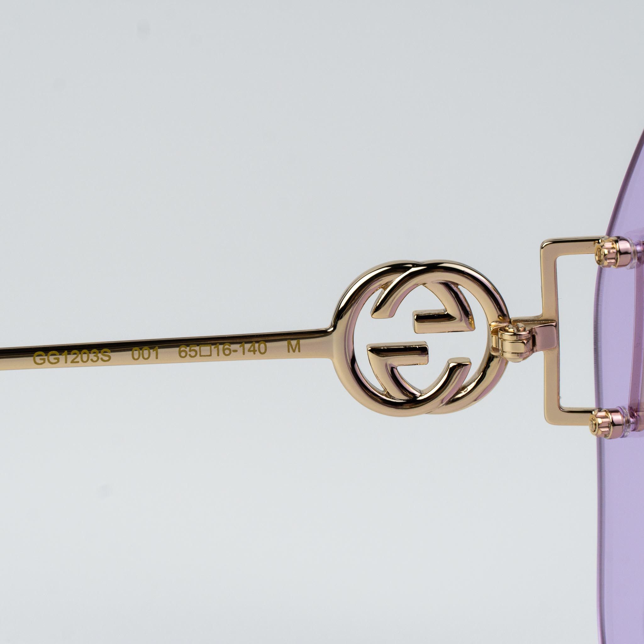 Gucci Gucci Women Sunglasses Gold Chain Violet Round GG1203S 001 Size ONE SIZE - 7 Thumbnail