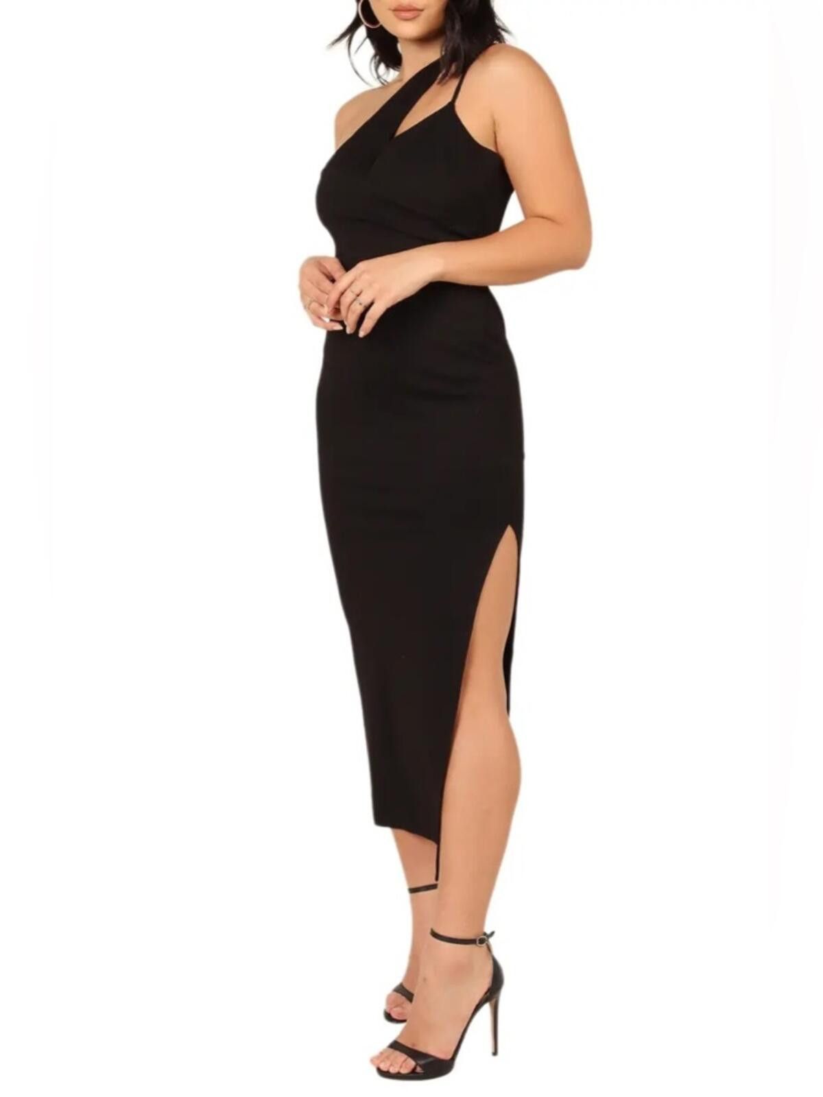 Other Petal & Pup Jolie Asymmetric Sheath Midi Dress Size 8 Black Size M / US 6-8 / IT 42-44 - 3 Thumbnail