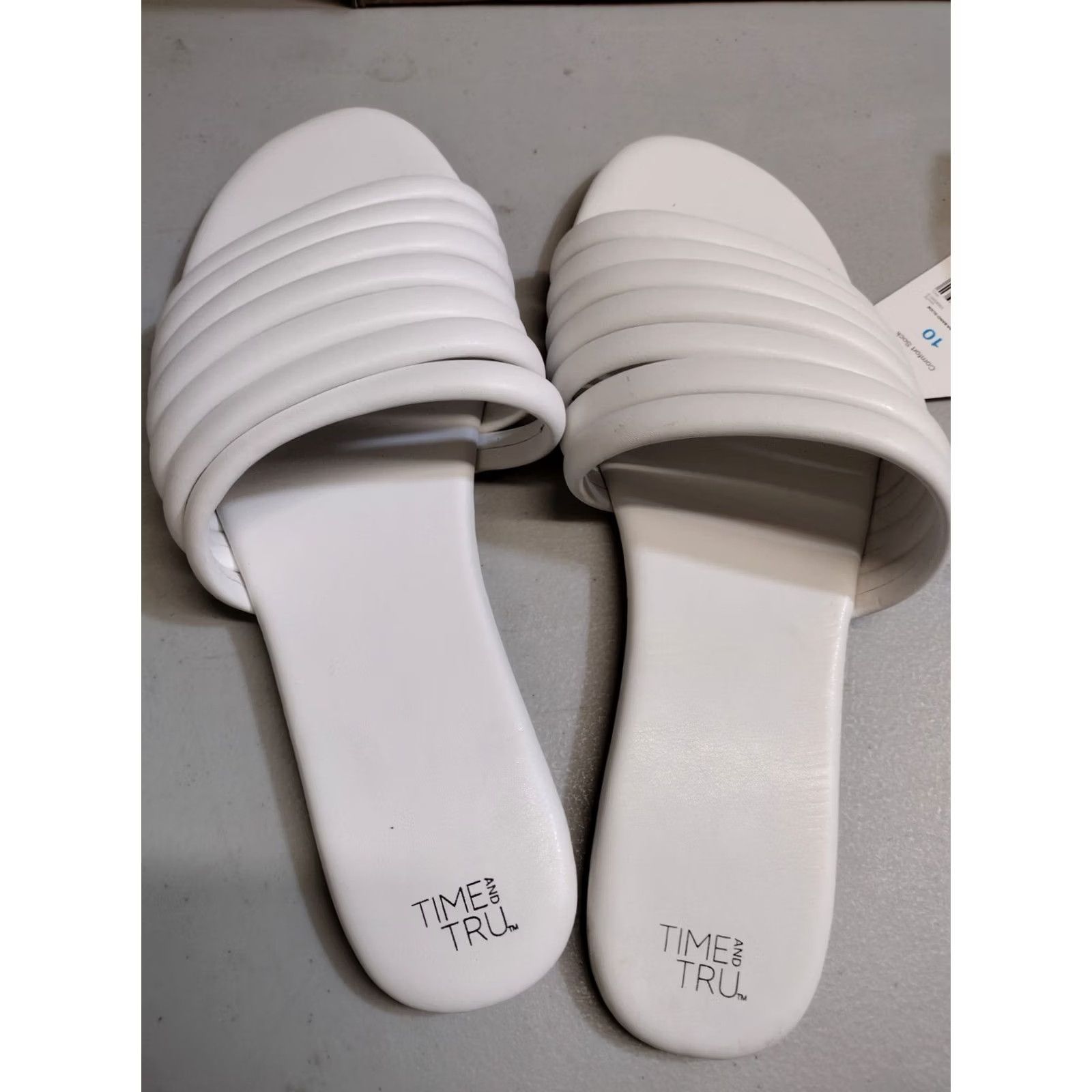 Vintage Time and Tru White Multi-Band Slide Sandals Memory Foam Size 10 Women Size US 10 / IT 40 - 2 Thumbnail