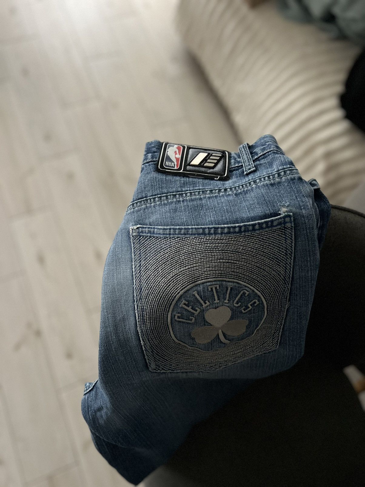 NBA Vintage Boston Celtics Baggy Denim Jeans NBA Pants Size US 30 / EU 46 - 21 Thumbnail
