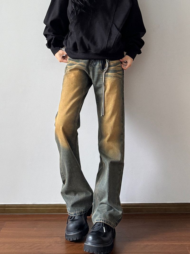 Vintage Retro men's washed distressed straight leg flared jeans Size US 32 / EU 48 - 5 Thumbnail