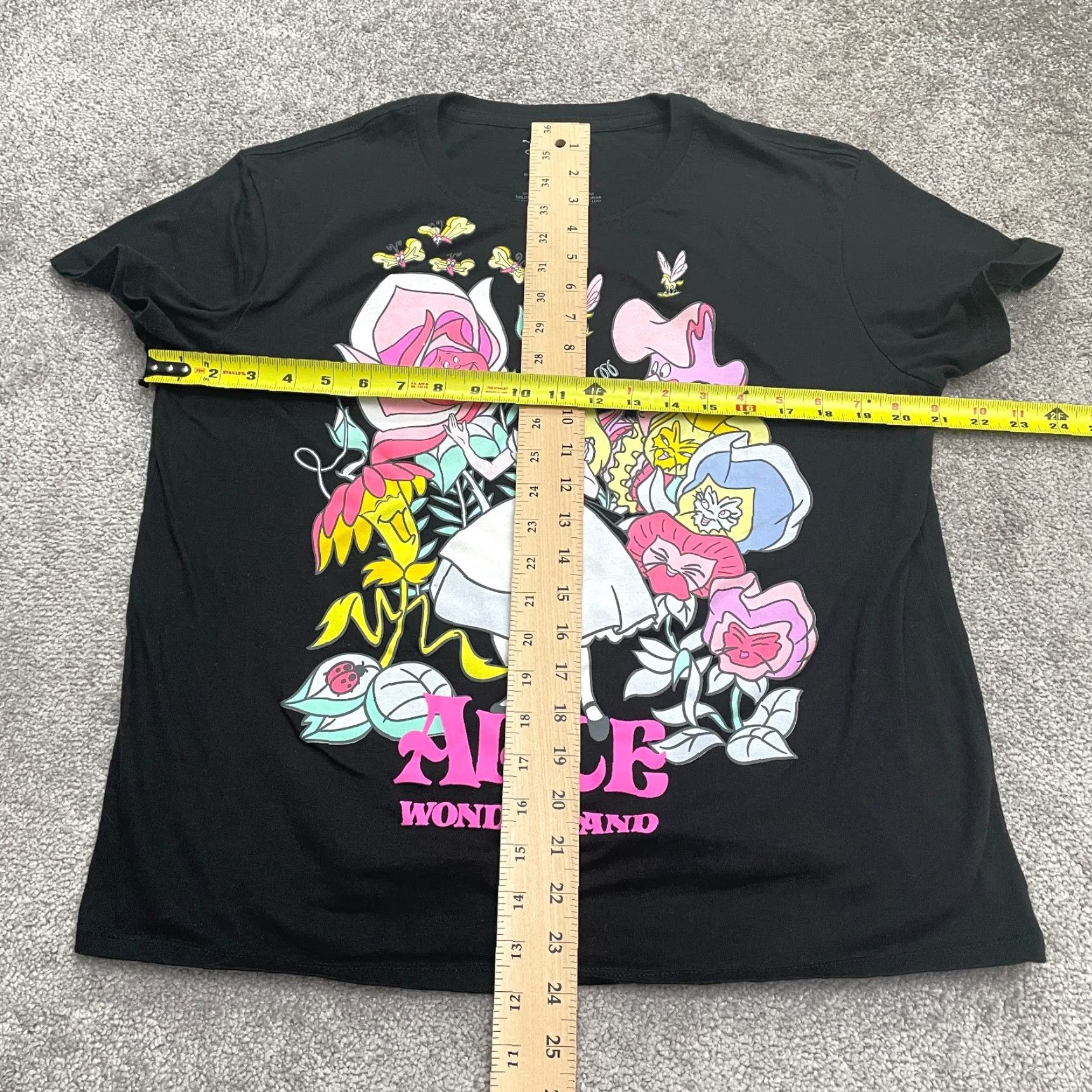 Disney Disney Alice In Wonderland Graphic T-Shirt Womens XL Black Crew Neck Casual Tee Size XL / US 12-14 / IT 48-50 - 5 Thumbnail
