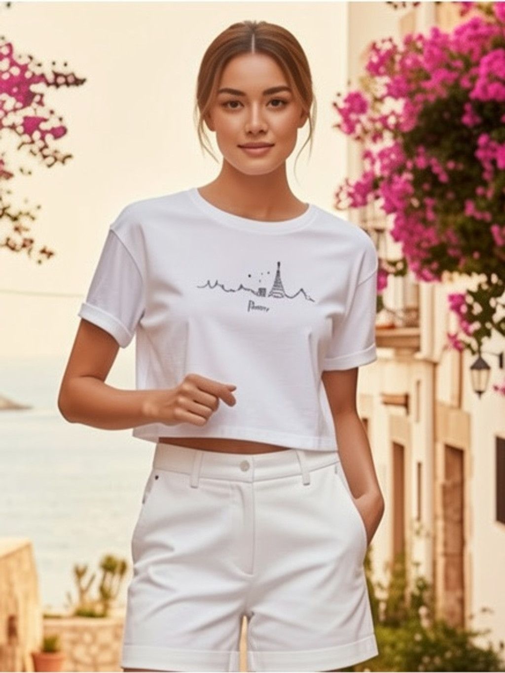 Topshop Topshop Paris Embroidery White Cropped Tee Shirt Boxy Fit 12 Size XL / US 12-14 / IT 48-50 - 1 Thumbnail