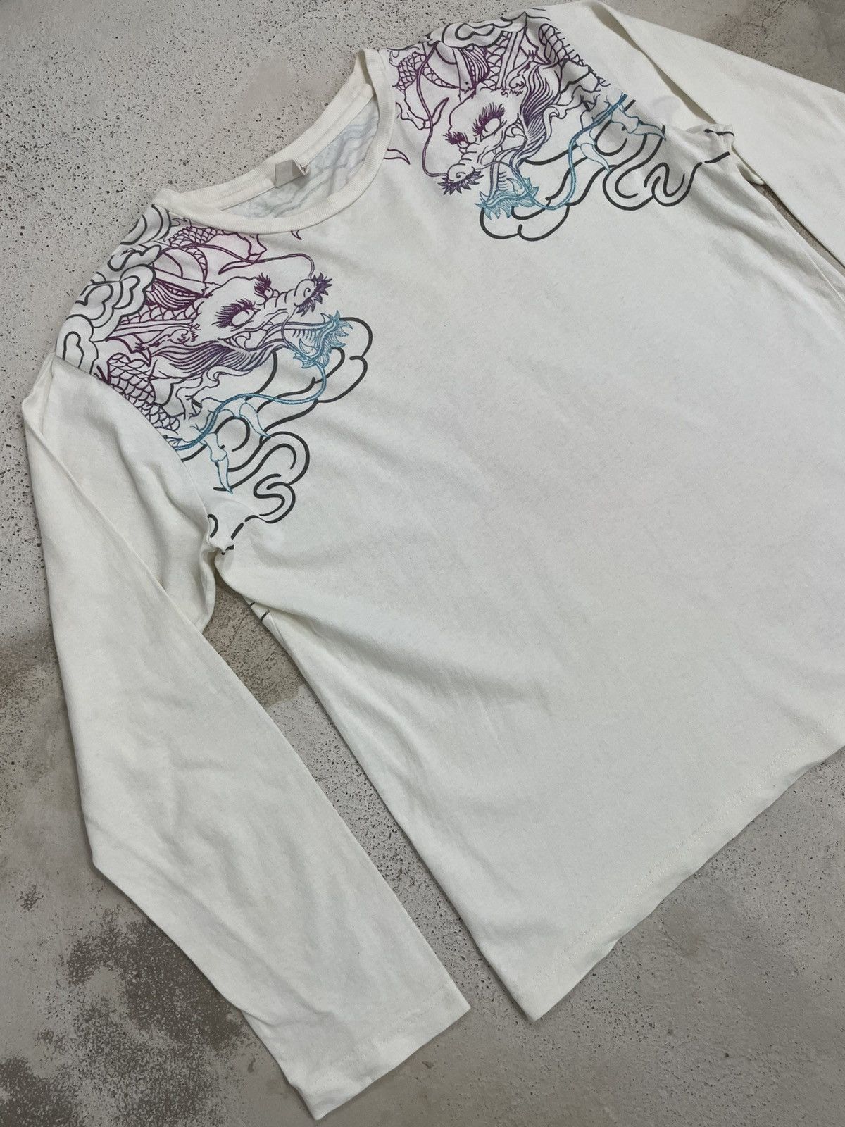 Japanese Brand Cream Space Opera Yakuza Dragon Motive Color Print Defect Size US XL / EU 56 / 4 - 4 Thumbnail