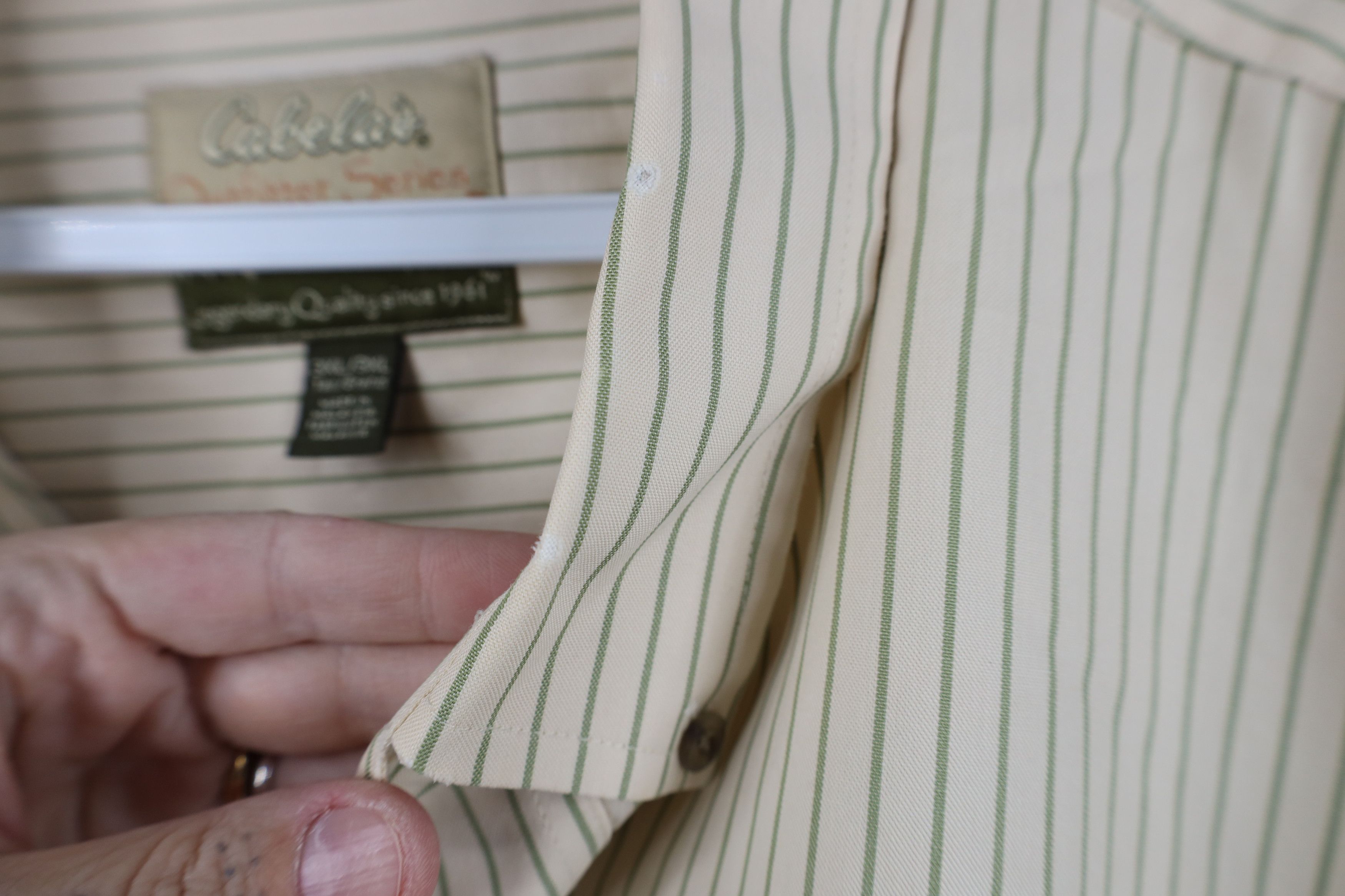 Cabelas Vintage Cabelas Pinstriped Collared Oxford Button Down Shirt Size US XXL / EU 58 / 5 - 6 Thumbnail