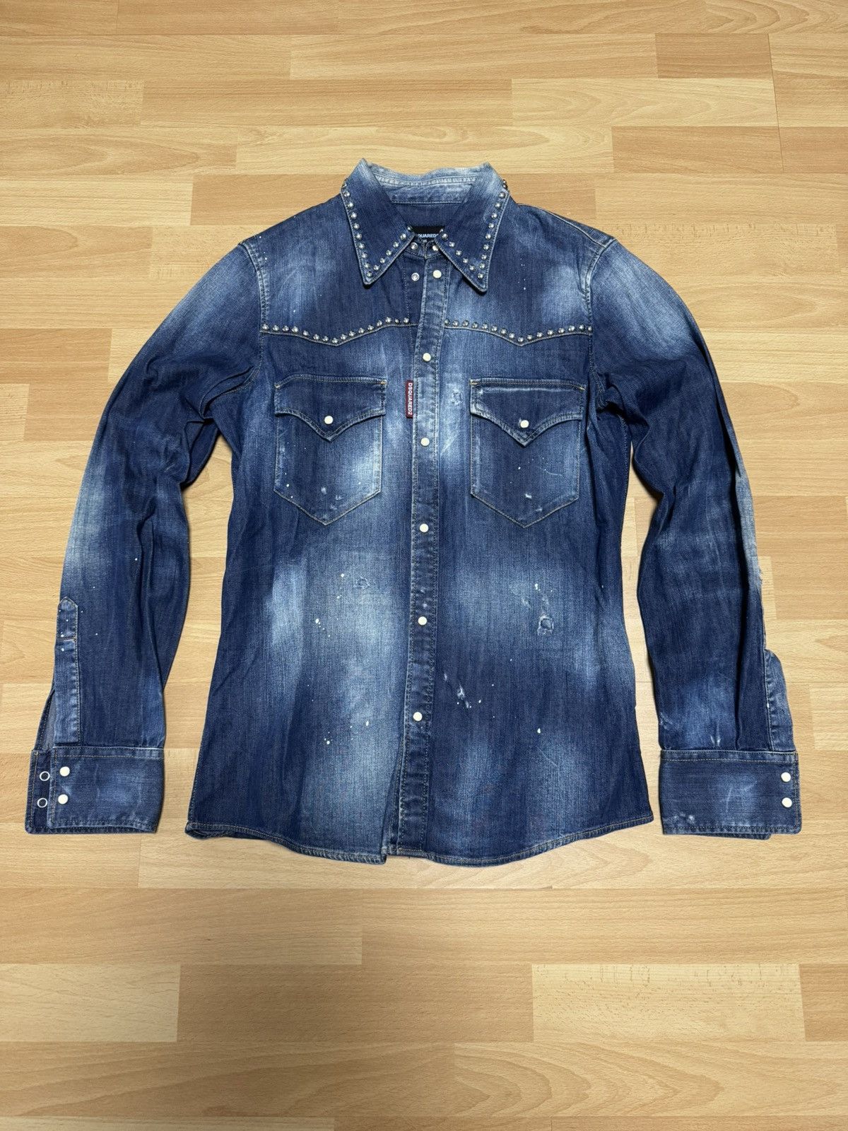 Dsquared2 SS/17 Dsquared2 Denim Jacket Studs Paint Splatter Western Size US S / EU 44-46 / 1 - 1 Thumbnail