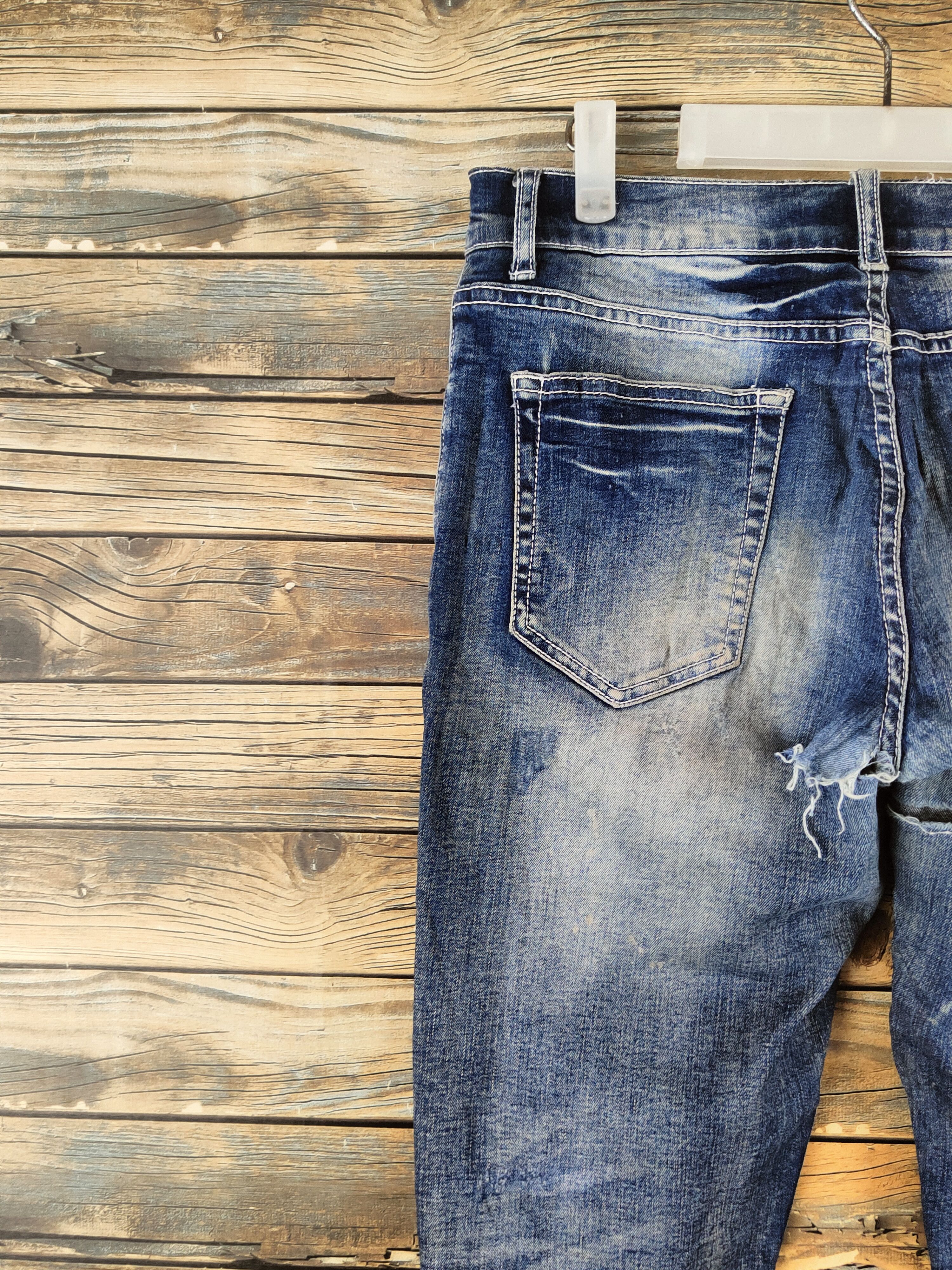 Japanese Brand U-men Dark Blue Distressed Ripped Jeans #S2910 Size US 29 - 9 Thumbnail