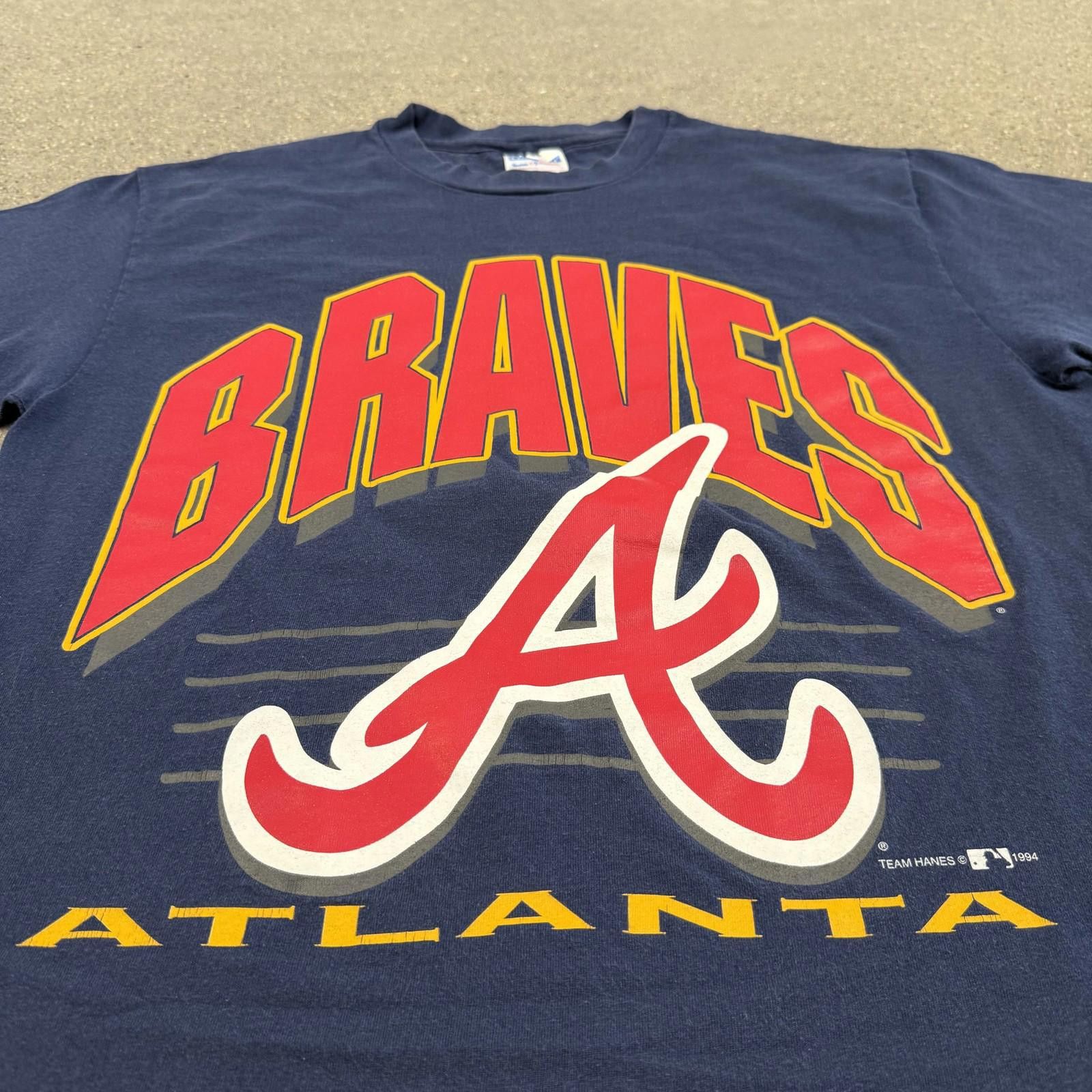 Hanes Vtg 90s Atlanta Braves Shirt Mens L MLB Baseball 100% Cotton Size ONE SIZE - 5 Thumbnail