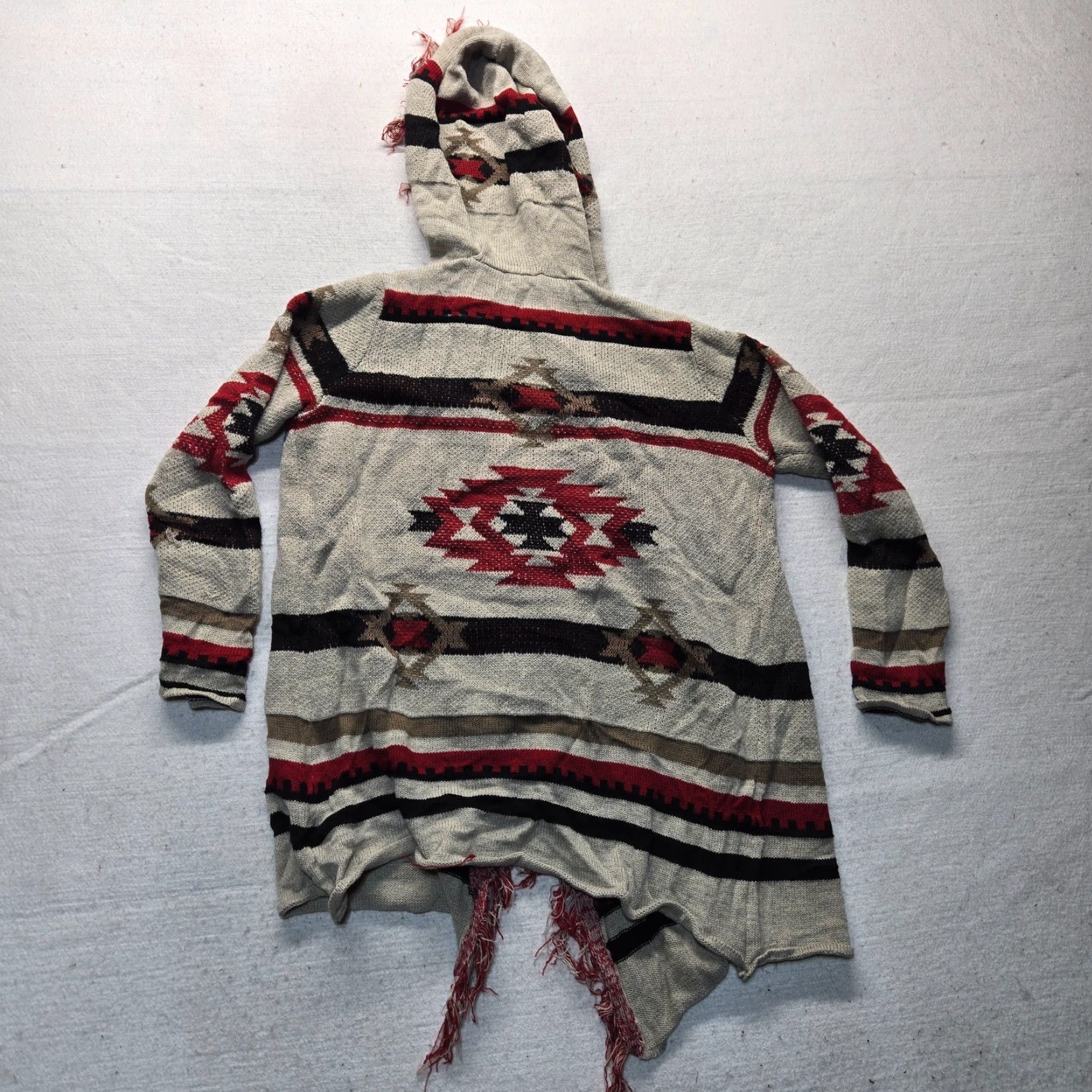 Vintage Absolutely Famous Cardigan Sweater Women M Brown Aztec Pattern Open-Knit Pockets Vintage No Size M / US 6-8 / IT 42-44 - 7 Thumbnail