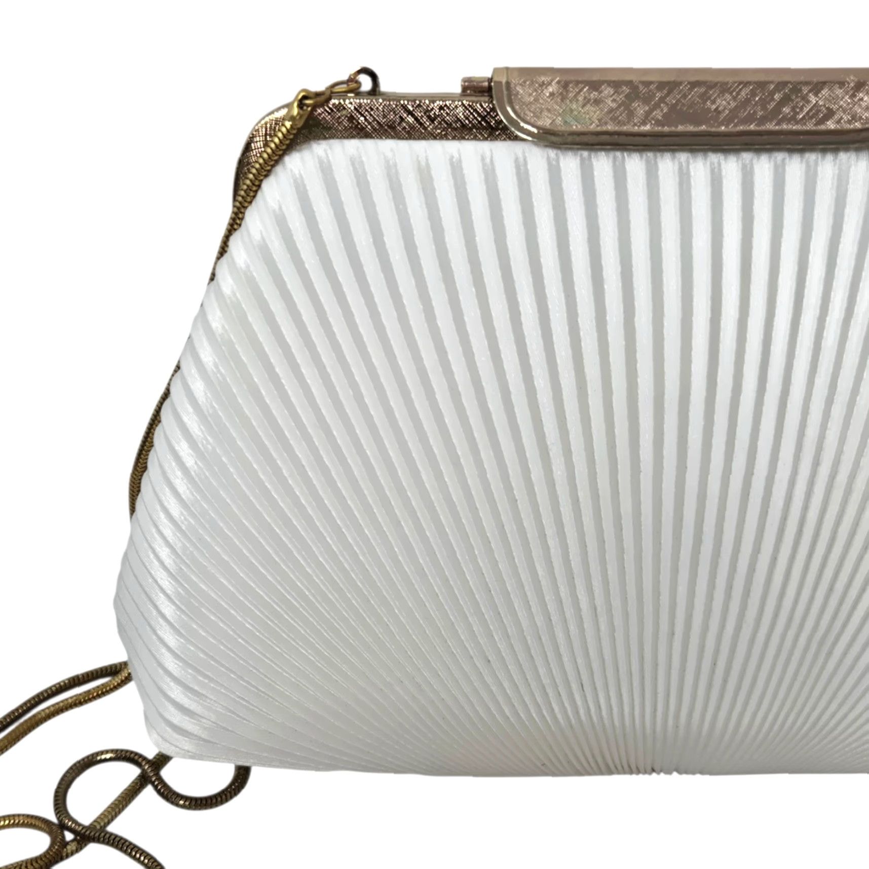 MCM VINTAGE MCM Jeweled Handle Pleated Clutch Ivory Champagne Evening Bag Women or Girls? Size ONE SIZE - 2 Thumbnail