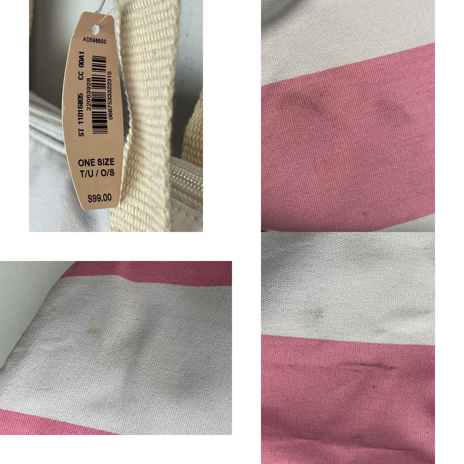Victoria's Secret VINTAGE Victoria's Secret Large Striped Canvas Weekender Tote Bag NWT Pink White Womens Size ONE SIZE - 8 Thumbnail