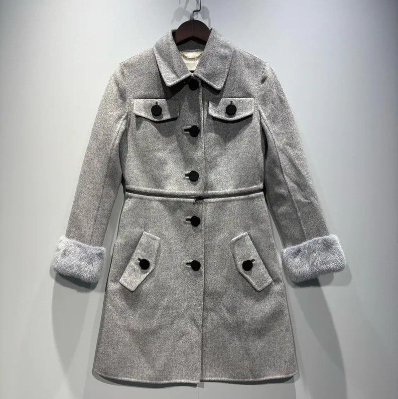 Fendi Fendi Gray Wool Women's Coat 0089 Size M / US 6-8 / IT 42-44 - 1 Thumbnail
