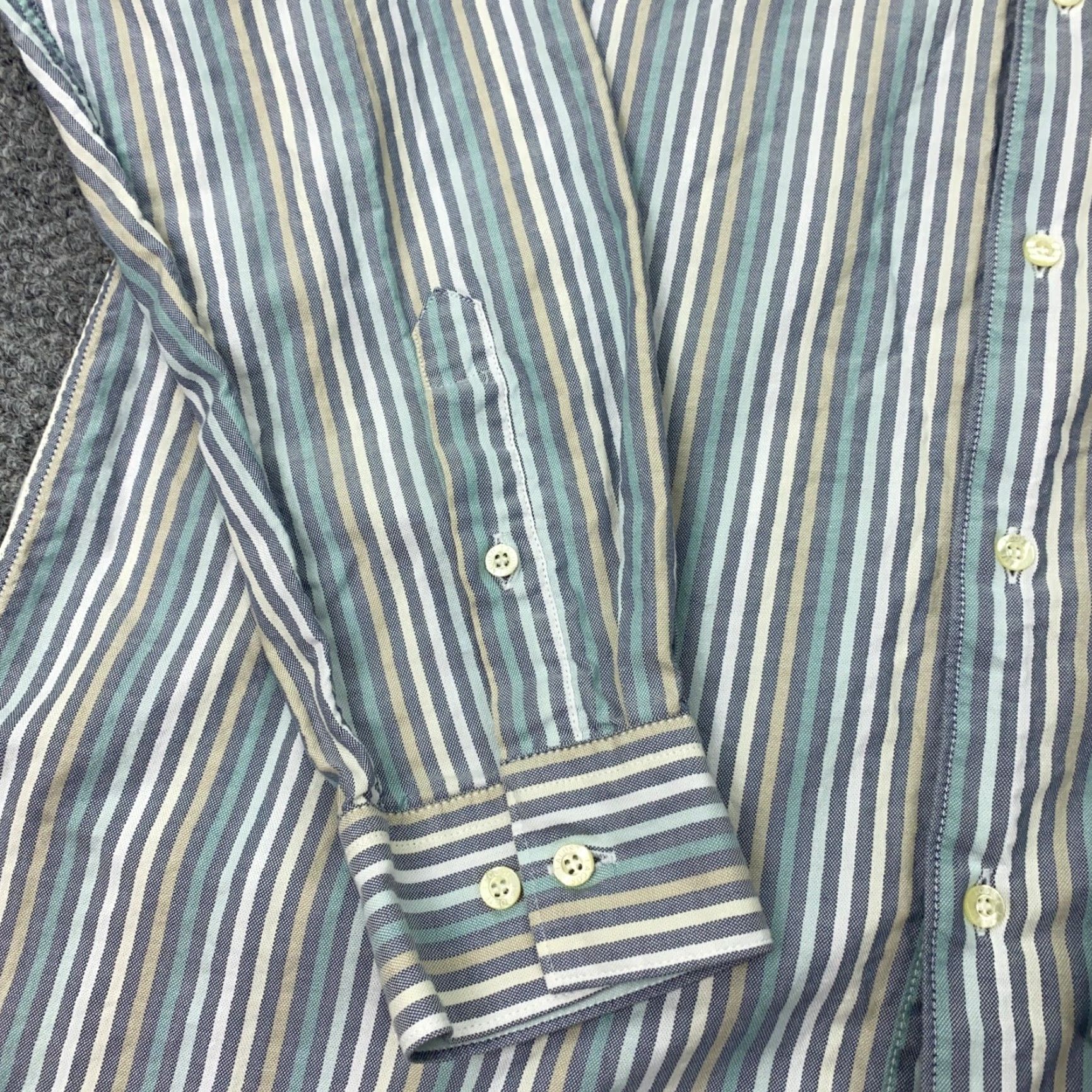 Lacoste Lacoste Shirt 42 Blue Striped Button-Down Long Sleeve with Pocket Mens, Cotton, Regular Fit, Classic 90s Style Size US XL / EU 56 / 4 - 3 Thumbnail