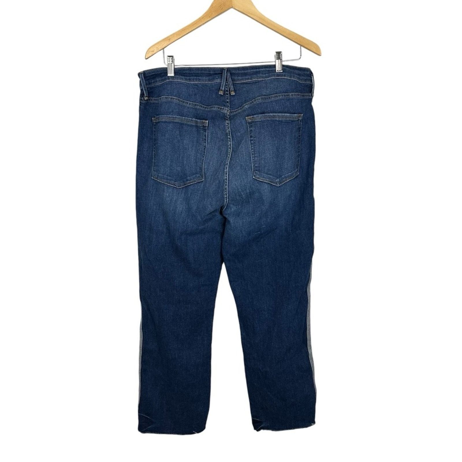 Good American Good American Straight Jeans Side Stripe Dark Blue Size 20 Size 42" / US 20 - 8 Thumbnail