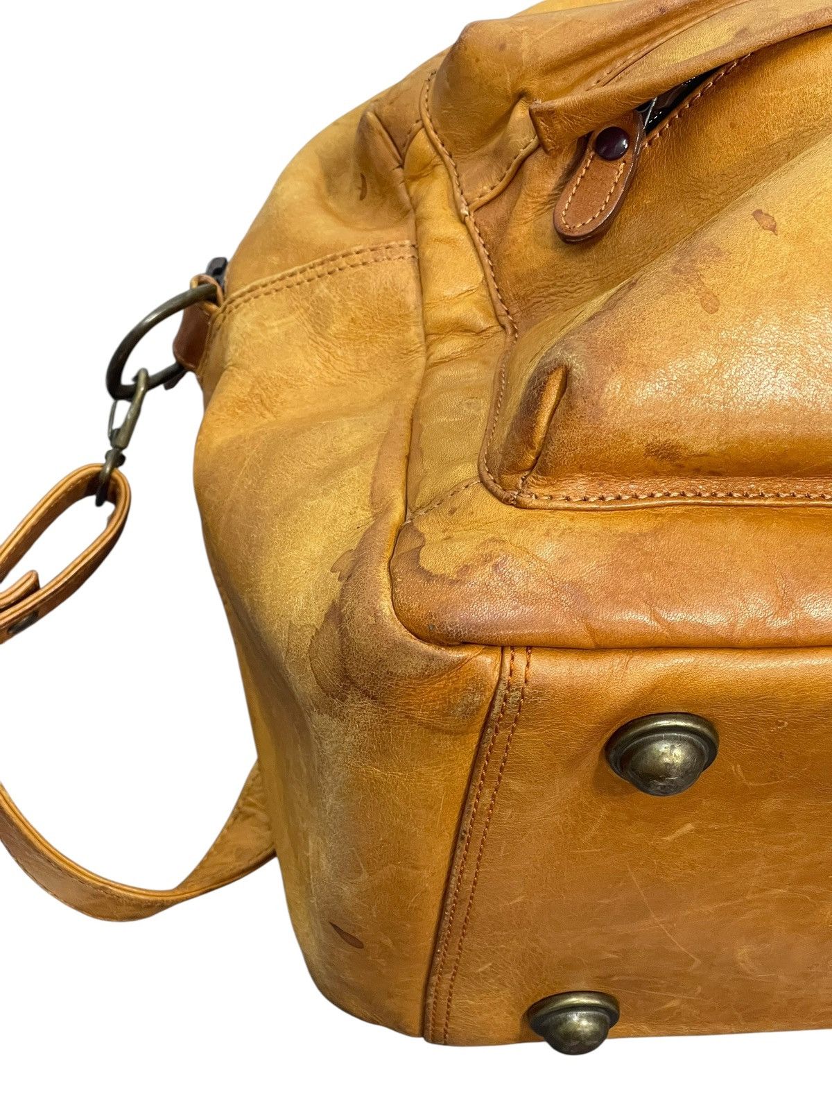 Genuine Leather Full Leather Beauty Patina Vtg TR Travel Duffle Bag 7🟩 Size ONE SIZE - 7 Thumbnail