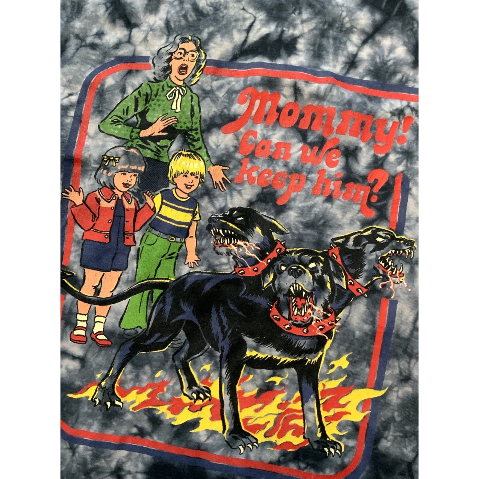 RHODE Steven Rhodes Mommy Can We Keep Him Three Headed Dog Graphic Tie Dye T-Shirt Sz. M Mens Shirt M Multicolor Dog Three Headed Steven Rhodes Size US M / EU 48-50 / 2 - 5 Thumbnail