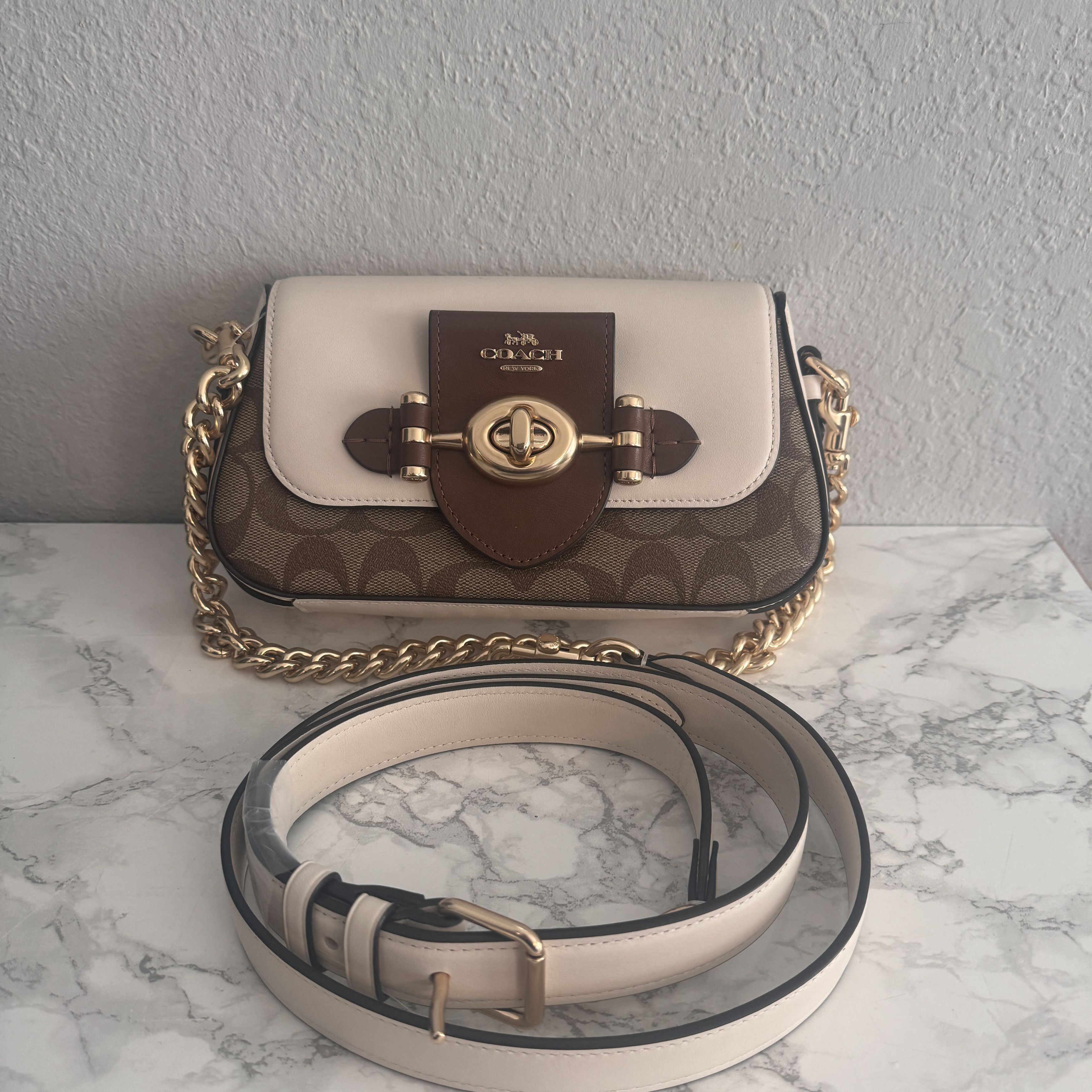 image of Coach Brie Shoulder Bag In Colorblock Signature Canvas Cm064, Women's