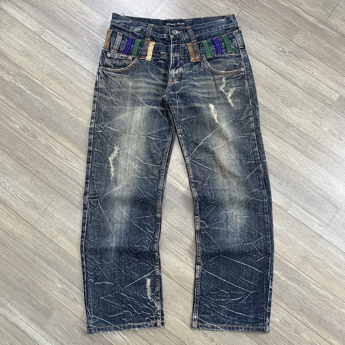 Japanese Brand × Le Grande Bleu (L.G.B.) LGB Style💥Nylaus Double Waist Distressed Denim Pants Size US 32 / EU 48 - 1 Thumbnail