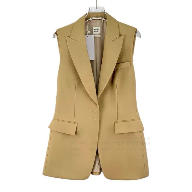 Hermes Hermes Yellow wool lapel sleeveless vest Size XS / US 0-2 / IT 36-38 - 1 Thumbnail