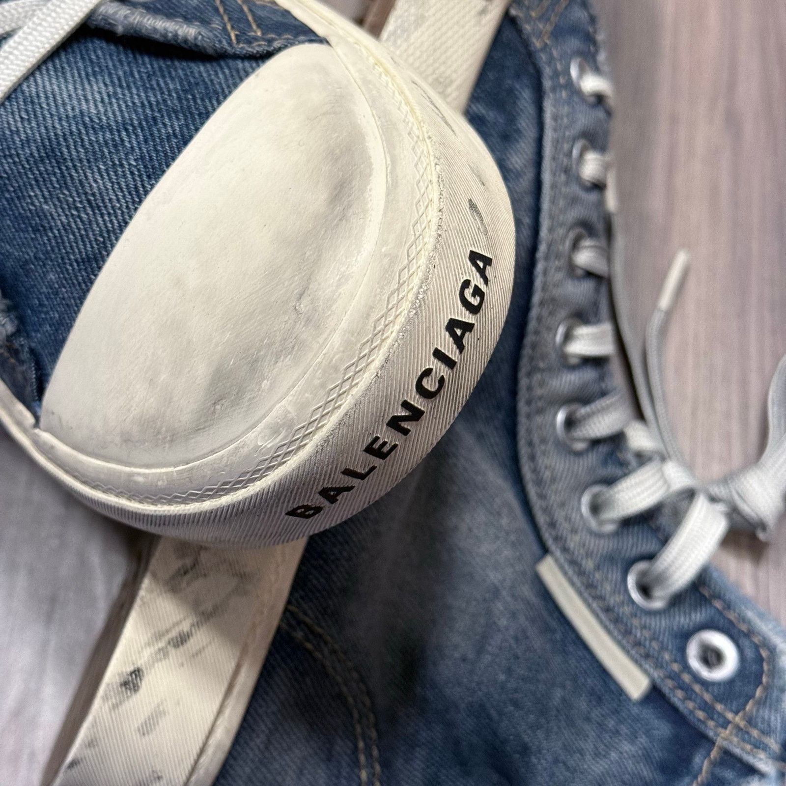 Balenciaga NEW Balenciaga Paris mid 90's Denim High Top Sneaker | EU41 Size US 8 / EU 41 - 11 Thumbnail