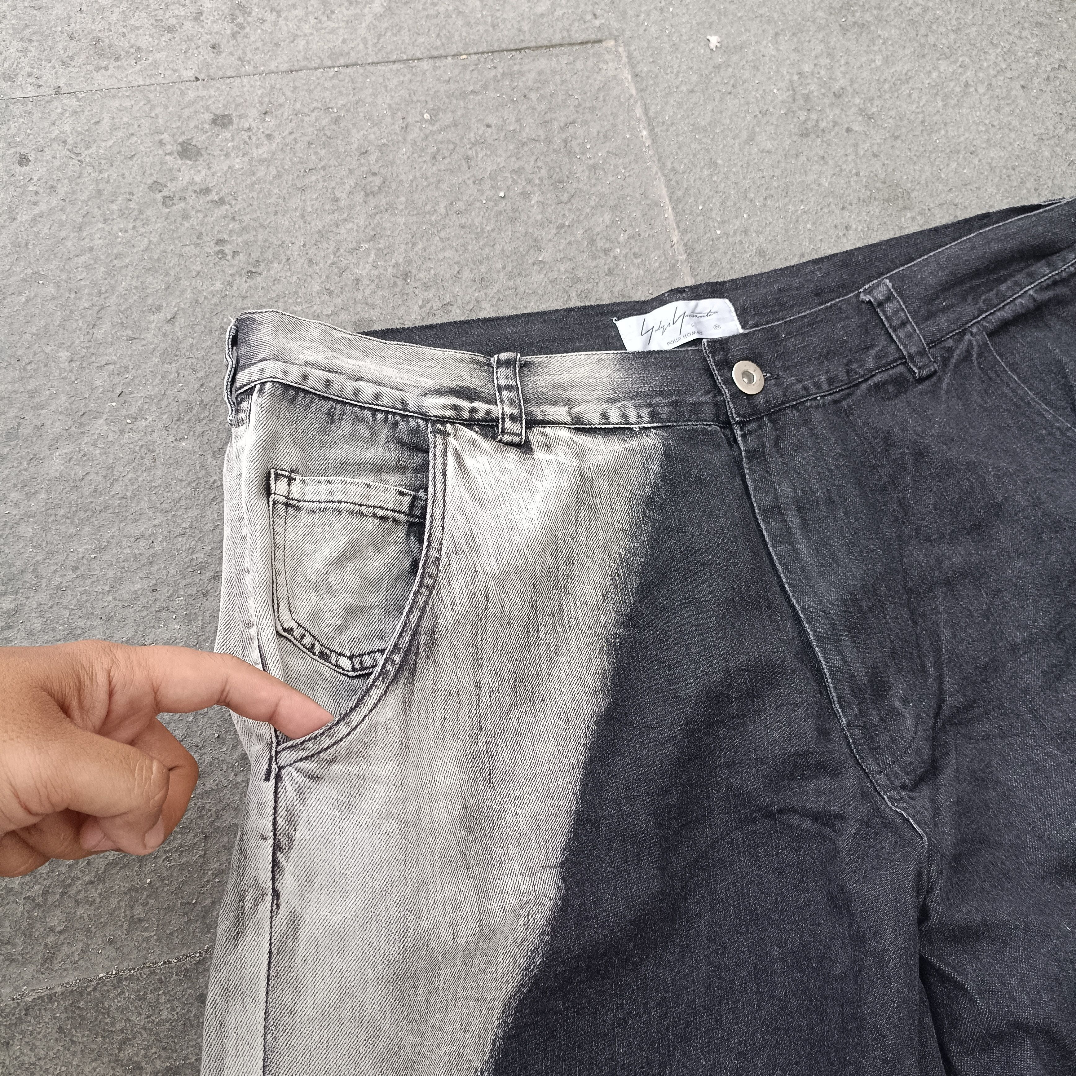 Yohji Yamamoto Yohji Yamamoto Pour Homme Black Wash Spotted Wide Leg Denim Size US 34 / EU 50 - 3 Thumbnail