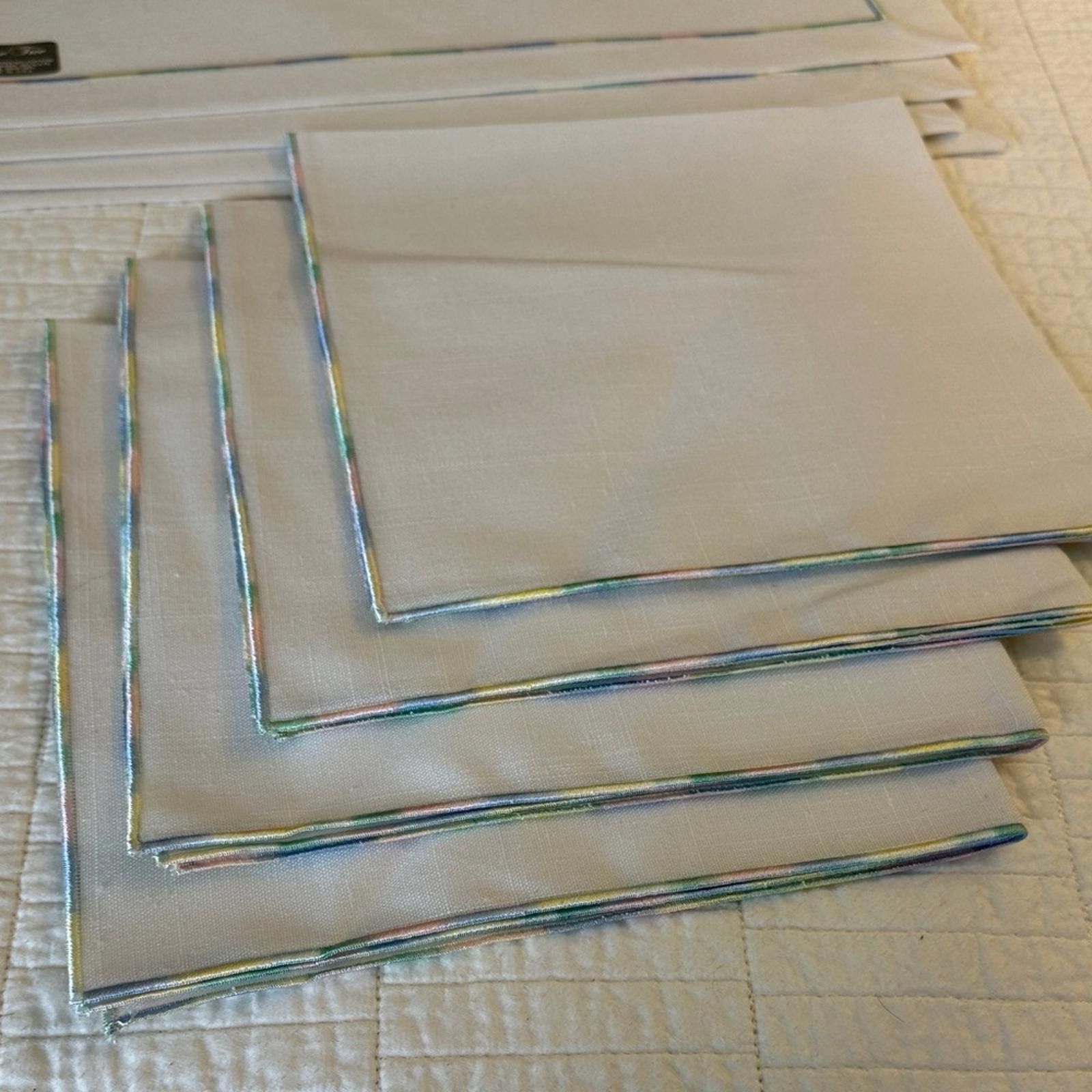 Other Easter White Linen Placemats Pastel Trim Napkins Set of 4 Size ONE SIZE - 3 Thumbnail