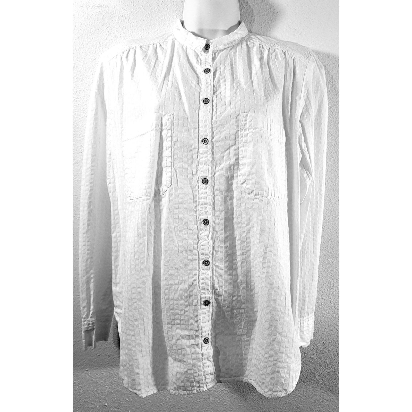 Other Lou & Grey White Checkered Button Up Pointed Collar Top M Size M / US 6-8 / IT 42-44 - 2 Thumbnail