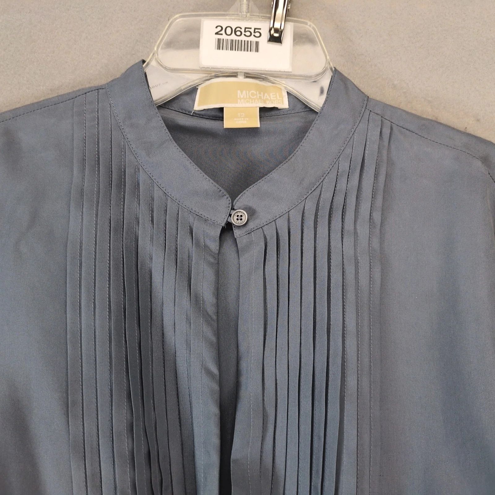 Michael Kors Michael Kors 100% Silk Gray Pleated Blouse Womens 12 Keyhole Size XL / US 12-14 / IT 48-50 - 8 Thumbnail