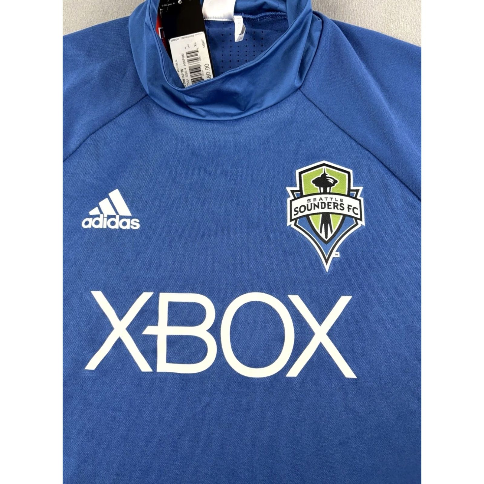 Adidas Adidas Seattle Sounders Soccer Long Sleeve Jersey XL Goalie Kit Blue Mens Mock Neck Pullover Size US XL / EU 56 / 4 - 2 Thumbnail