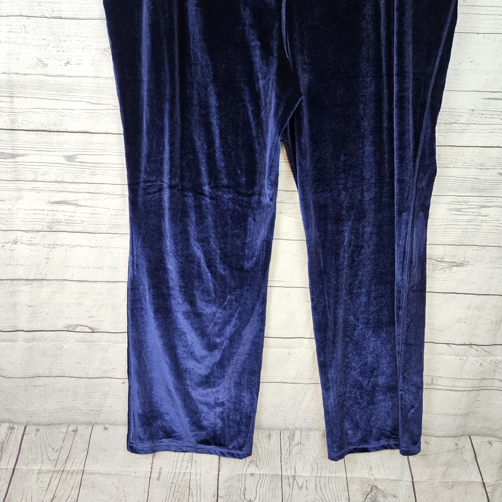 Quacker Factory Quacker Factory Womens Velvet Pants 2X Blue Pull On Pockets High Rise Size 40" / US 18 - 5 Thumbnail