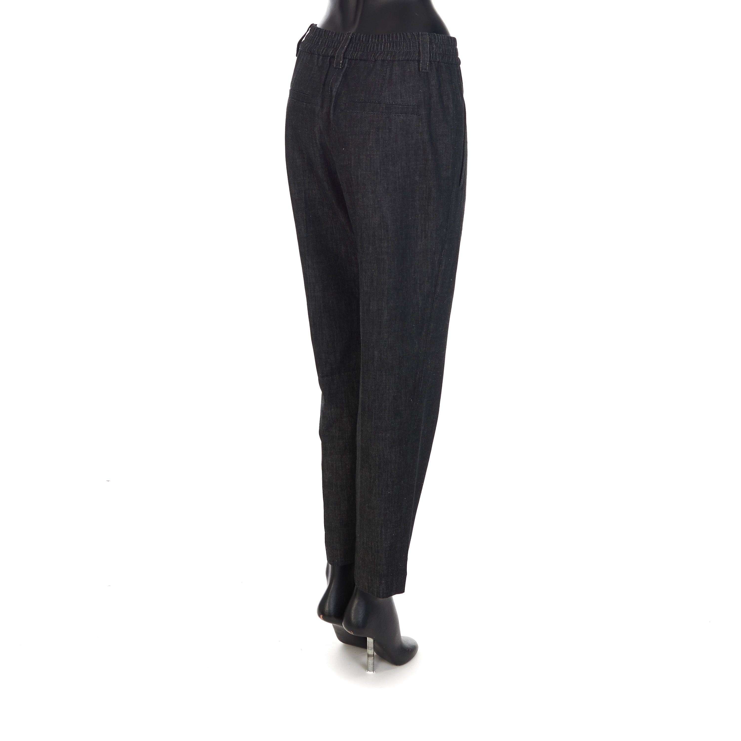 Brunello Cucinelli Black Dark Polished Denim Baggy Trousers Size 30" / US 8 / IT 44 - 5 Thumbnail