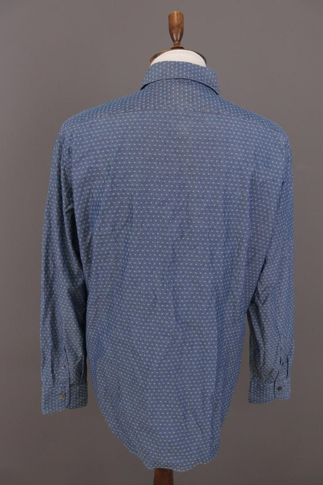 Designer Boggi Milano Custom Fit Blue Dotted Shirt Size XXL / 7 Size US XXL / EU 58 / 5 - 9 Thumbnail