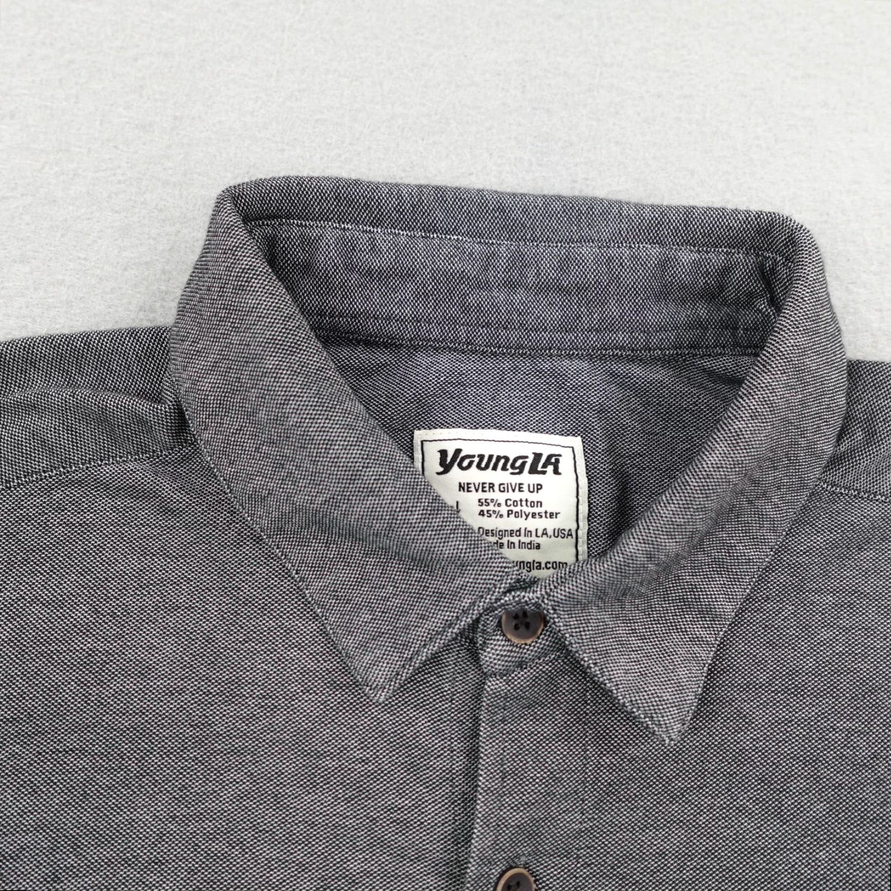 YoungLA YoungLA Shirt Mens Medium Gray Button Up Performance Knit Flex Long Sleeve Size US M / EU 48-50 / 2 - 2 Thumbnail