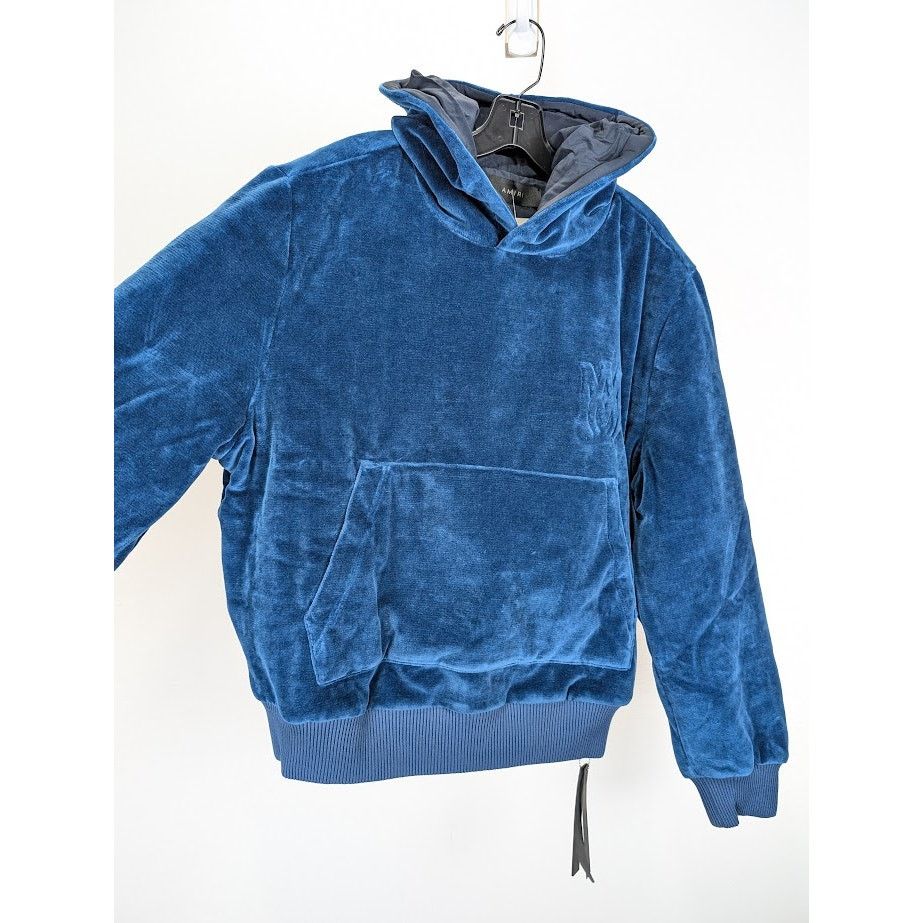 Amiri o1rshd1 Velour Hoodie in Blue Size US M / EU 48-50 / 2 - 9 Thumbnail