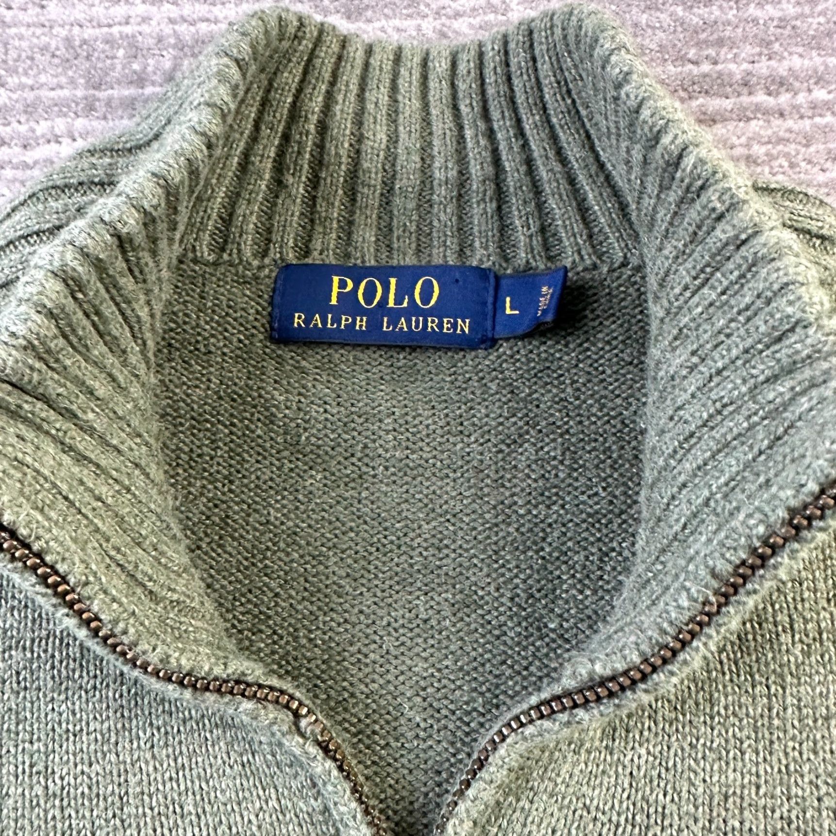 Polo Ralph Lauren Polo Ralph Lauren Sweater Polo Ralph Lauren Mens Large Green Knit Quarter Zip Pony Size US L / EU 52-54 / 3 - 7 Thumbnail